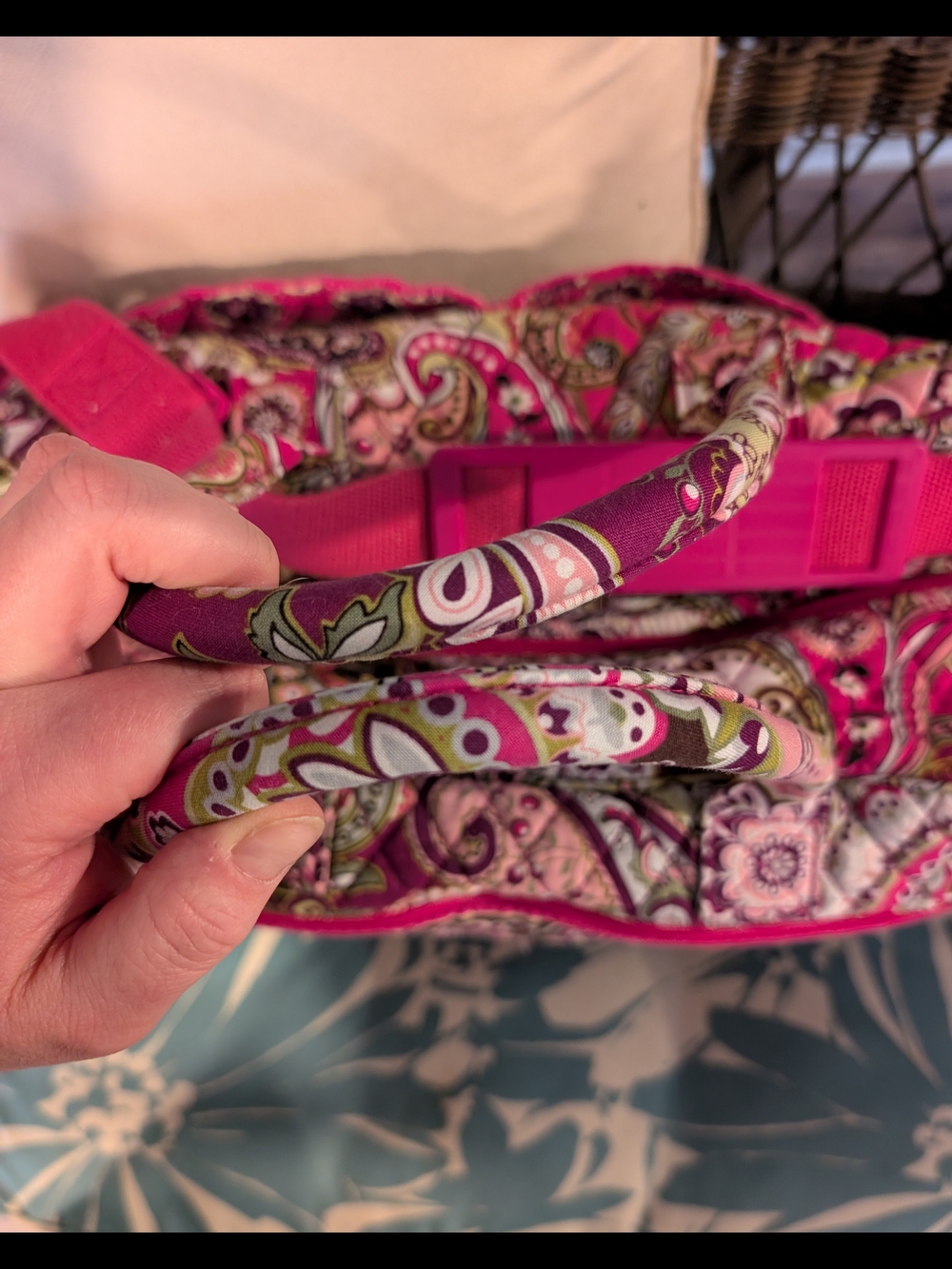 Vera Bradley Very Berry Paisley Pink Quilted Duffel Bag - Picture 5 of 13